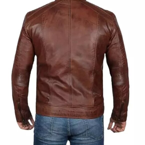 Superior Leather Garment Cafe Racer Distressed Leather Motorcycle Jacket Men's L - Picture 9 of 9